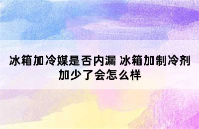 冰箱加冷媒是否内漏 冰箱加制冷剂加少了会怎么样